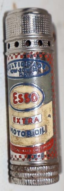 Esso Extra Motoroil Refillable Lighter with Oil Can Graphics: 2.25" x 1" x .5"