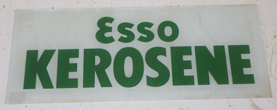 Esso Kerosene (Green) Gas Pump Ad Glass Lense: 12.25x5