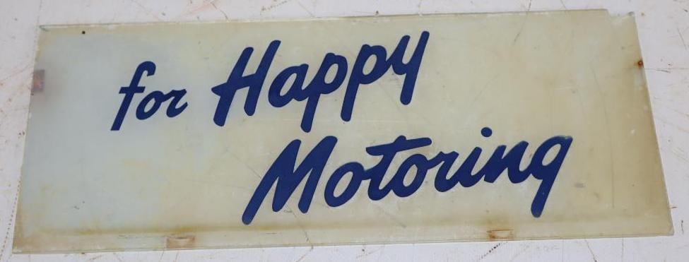 For Happy Motoring Gas Pump Ad Glass Lense: 12.25x5