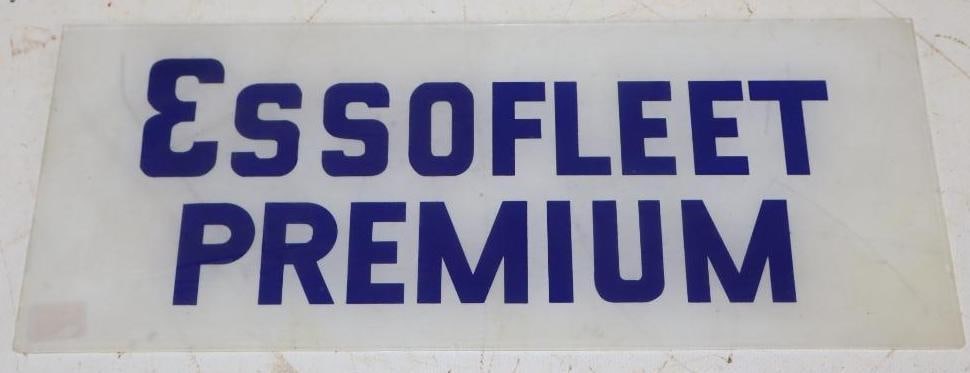 Esso Fleet Premium Gas Pump Ad Glass Lense: 12.25x5