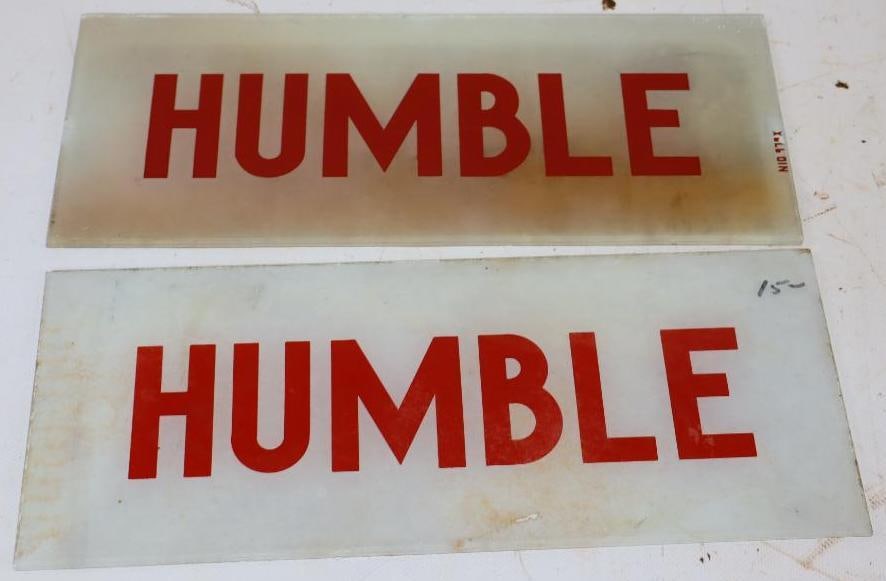 Group of 2 Humble Gas Pump Ad Glass Lense: 12.25x5 Each