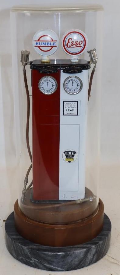 1988 Exxon Century Club 200,000 Gallon Gas Pump Shaped Award Artist Prof 2 of 3: 7x7x13 Has Marble Base