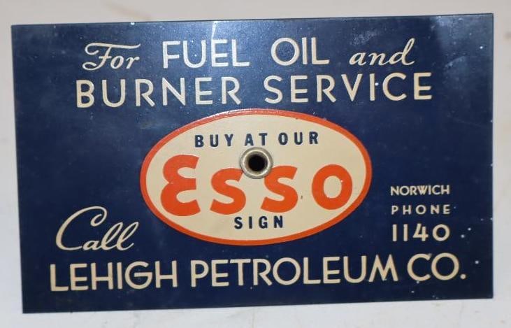 Esso Fuel Oil Lehigh Petroleum Advertising Burner Service Sign (1 of 2)