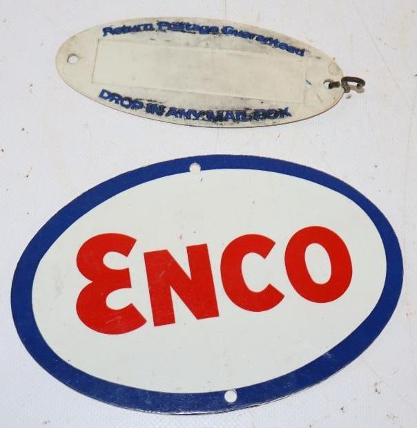 Group of 2 Enco Clean Restroom Sign & Esso Men's Restroom Key Holder (1 of 2)