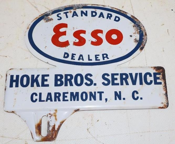 Esso Standard Hoke Bros. Service License Plate Topper: 6.25" x 5.75"