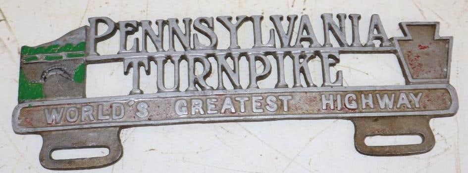 Cast Aluminum Diecut Pennsylvania Turnpike License Plate Topper: 11.5" x 4"