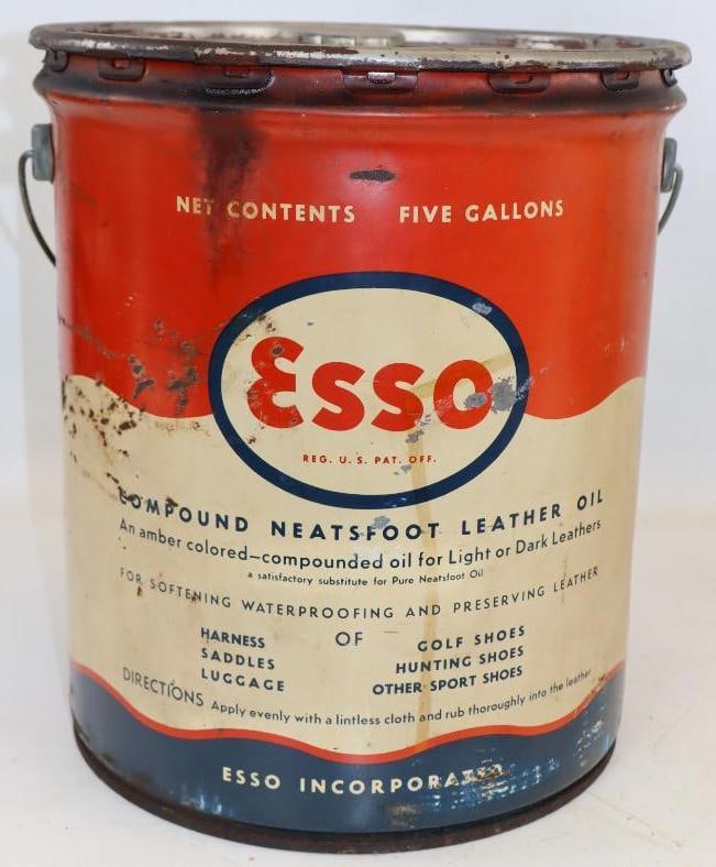 Esso Neatsfoot Leather 5 Gallon Oil Can: 12" x 12" x 13.5"