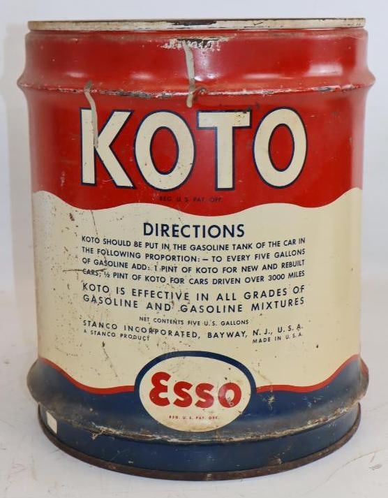 Esso Koto Upper Motor Lubricant 5 Gallon Oil Can: 12" x 12" x 13.5"