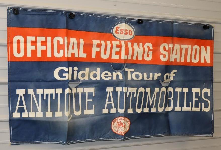 Esso Official Fueling Station Glidden Tour of Antique Automobiles Canvas Banner: 59" x 33"