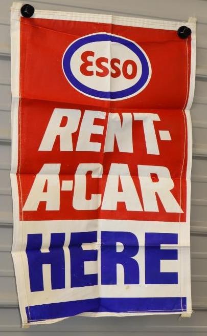 Esso Rent-A-Car Here Vinyl Banner: 33"x 21"