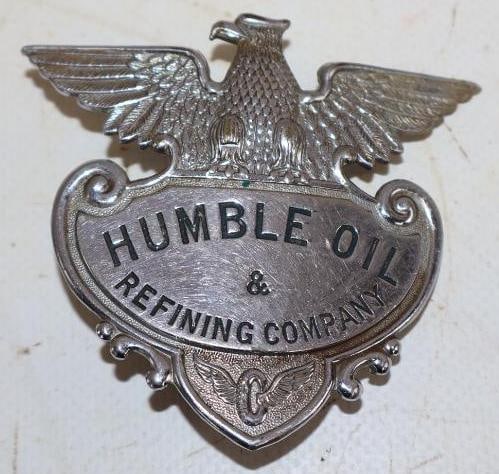 Humble Oil Refining Employee Hat Badge: 2.75" x 1.5"