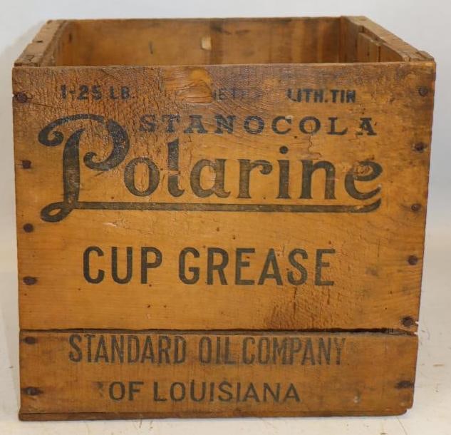 Stanocola Polarine 25lbs Lith. Grease Can Wooden Shipping Crate: 11.5x10.5x10