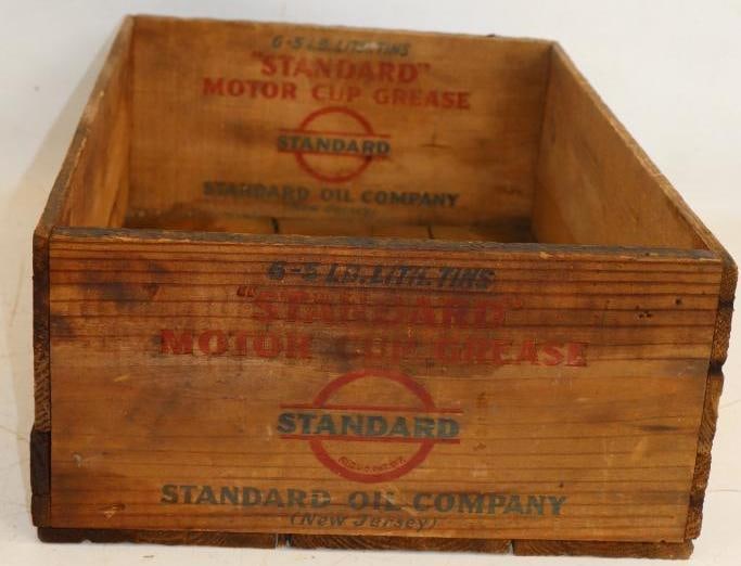 Standard Oil Of NJ 6 5lbs Lith. Grease Can Wooden Shipping Crate: 20x13.5x6.5