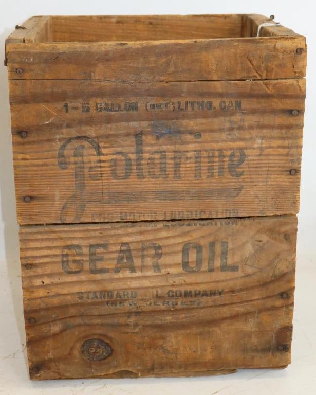 Standard Oil of NJ Polarine Square 5 Gallon Gear Oil Wooden Shipping Crate: 12x10x14.75