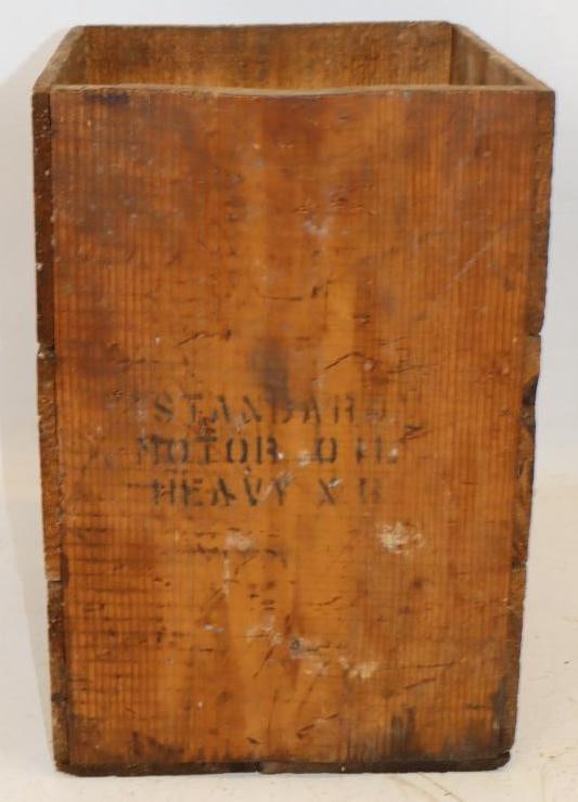 Standard Oil Heavy 5 Gallon Square Can Wooden Shipping Crate: 11x10.25x15