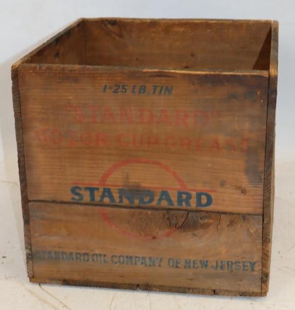 Standard Oil of NJ 25lbs Square Wooden Shipping Crate: 11x10.5x12