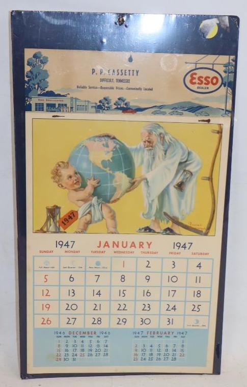 1947 Esso Advertising Calendar: 8.5" x 14.5"