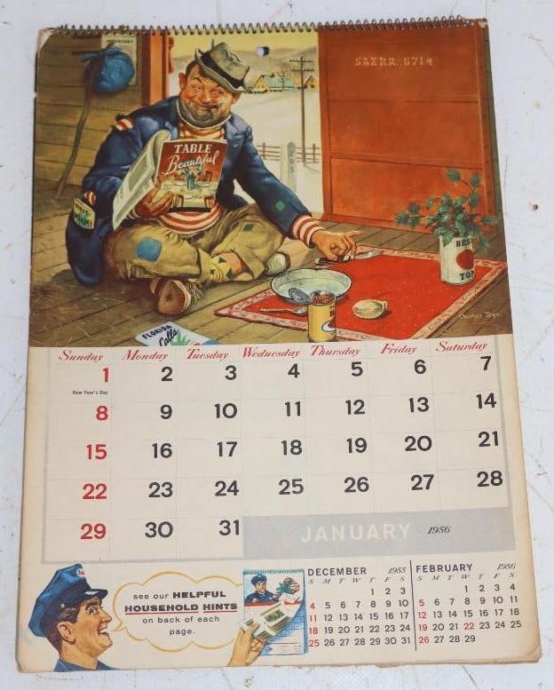 1956 Esso Advertising Calendar: 8.5" x 12"