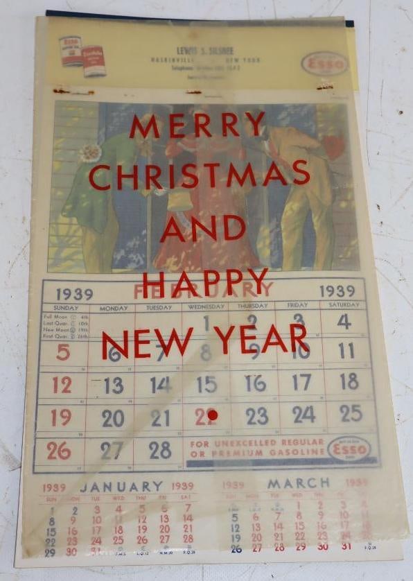 1939 Esso Advertising Calendar with Merry Christmas Advertising (1 of 4)