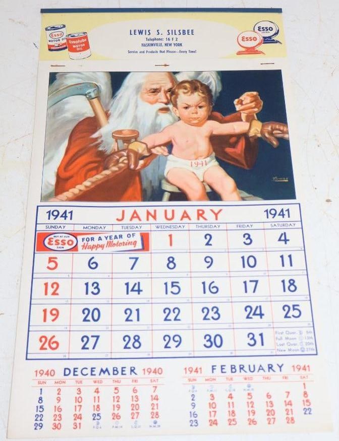 1941 Esso Advertising Calendar: 8.5" x 14.5"