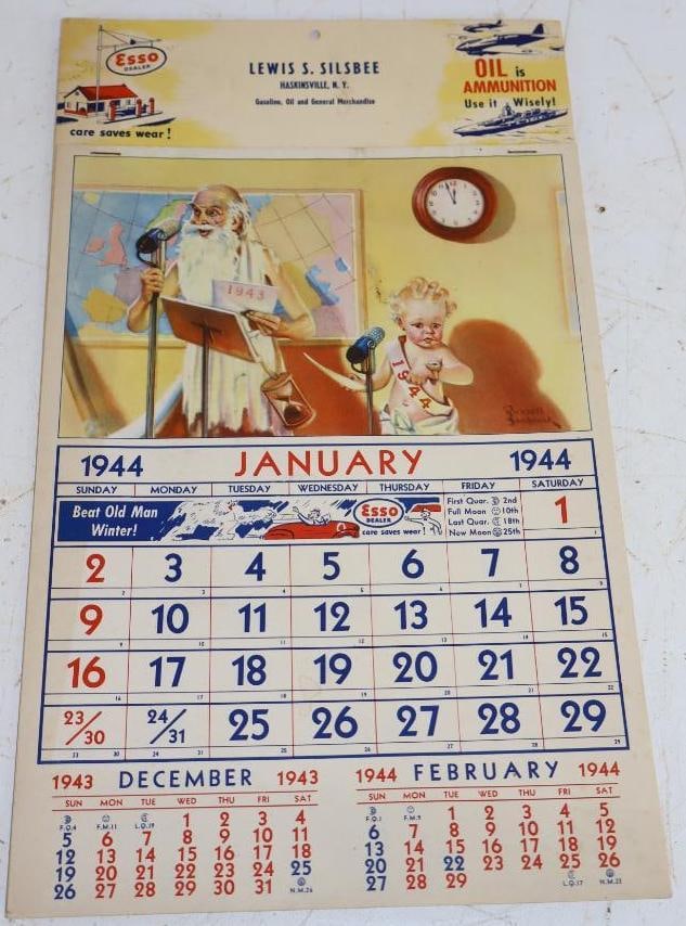 1944 Esso Wartime Advertising Calendar: 8.5" x 14.5"
