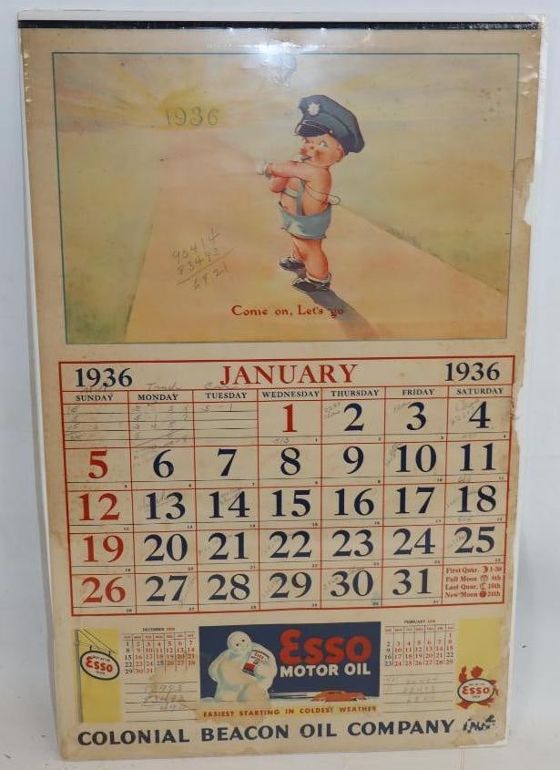1936 Colonial Beacon & Esso Advertising Calendar (1 of 4)