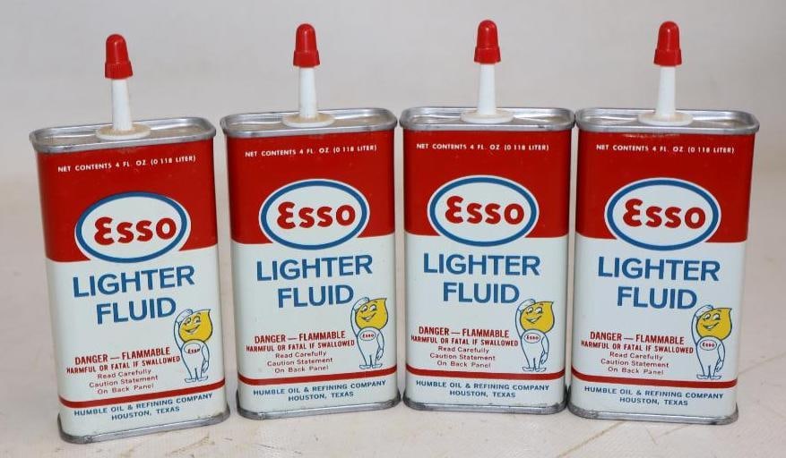 Group of 4 Esso Lighter Fluid Cans With Oil Drop Mascot (1 of 2)