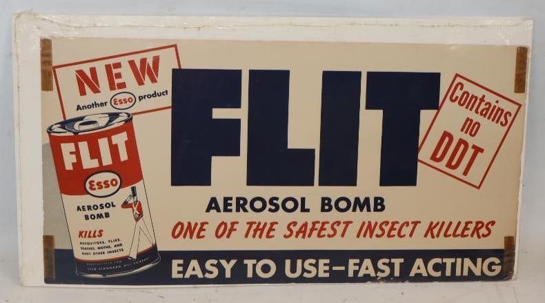 Flint Aerosol Bomb One of the Safest Insect Killers Wrapped in Plastic Paper Window Sign: 20" x 11"
