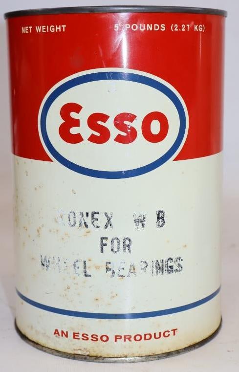 Esso 5lb Wheel Bearing Grease Can: 5.5" x 5.5" x 8", full