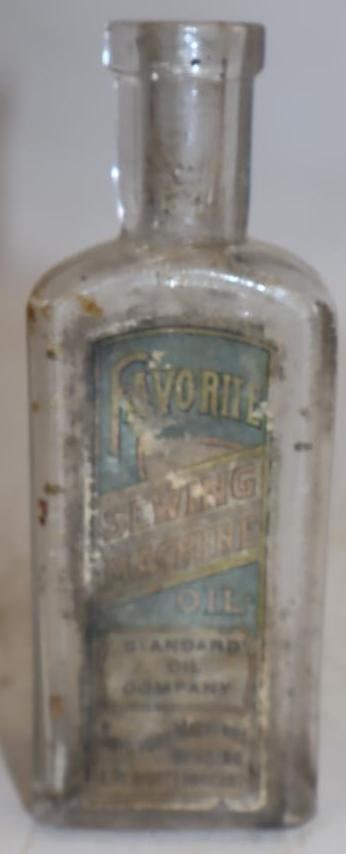 Embossed Standard Oil Favorite Sewing Machine Oil Glass Bottle with Paper Label (1 of 2)
