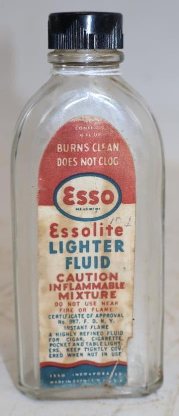 Esso Essolite Glass Lighter Fluid Bottle with Paper Label: 4oz