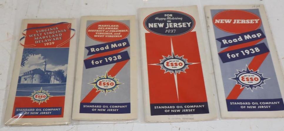 Group of 4 1937-1939 Standard Oil of NJ Gas Station Road Maps (1 of 4)