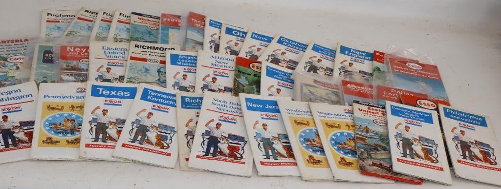 Group of 40 Esso and Exxon Road Maps: Largest is 9x4