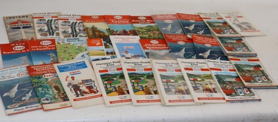 Group of 28 Esso Gas Station Road Maps: largest 9" x 4"