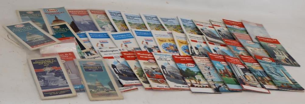 Group of 42 Esso Gas Station Road Maps: largest 9" x 4"