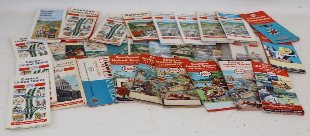 Group of 34 Esso Gas Station Road Maps: largest 9" x 4"