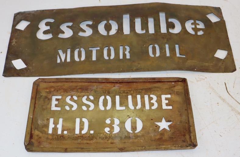 Group of 2 Brass Essolube Barrel Stencils (1 of 2)