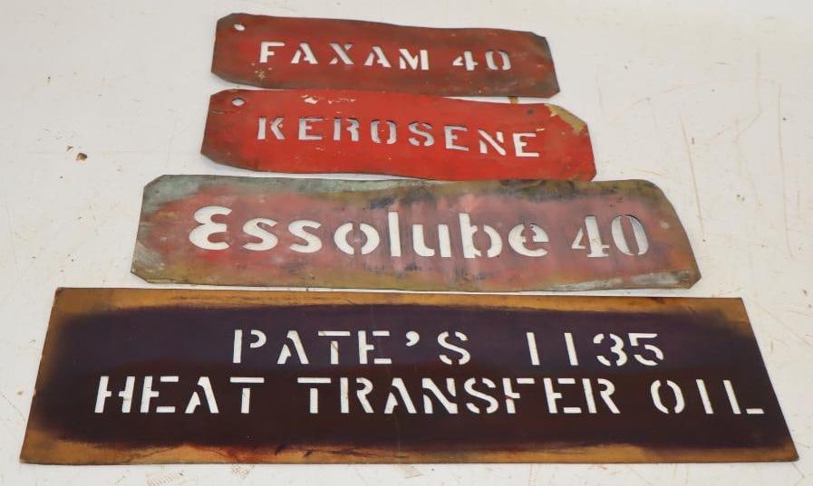 Group of 5 Brass & Cardboard Esso Barrel Stencils (1 of 5)