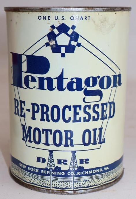Deep Rock Pentagon Re-Processed 1 Quart Metal Oil Can with graphics (1 of 2)