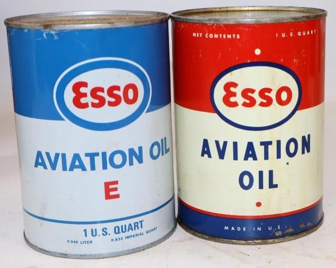 Group of 2 Esso Aviation 1 Quart Metal Oil Cans (1 of 2)