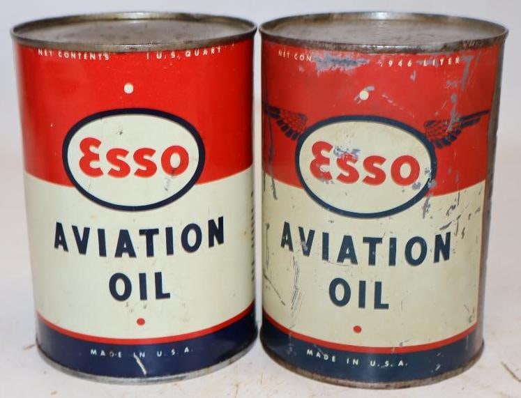 Group of 2 Esso Aviation 1 Quart Metal Oil Cans (1 of 2)
