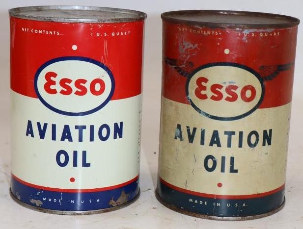 Group of 2 Esso Aviation 1 Quart Metal Oil Cans (1 of 2)