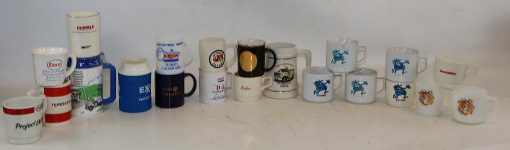 Group of 21 Exxon, Esso & Amico Advertising Coffee Mugs: Largest is 3.5" x 5" x 6"