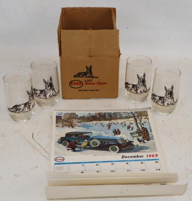Group of 5 Esso Oil Advertising Calendar & Drinking Glasses in Original Box (1 of 7)