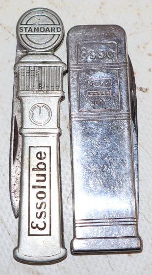 Group of 2 Different Esso Gas Pump Shaped Pocket Knives (1 of 2)