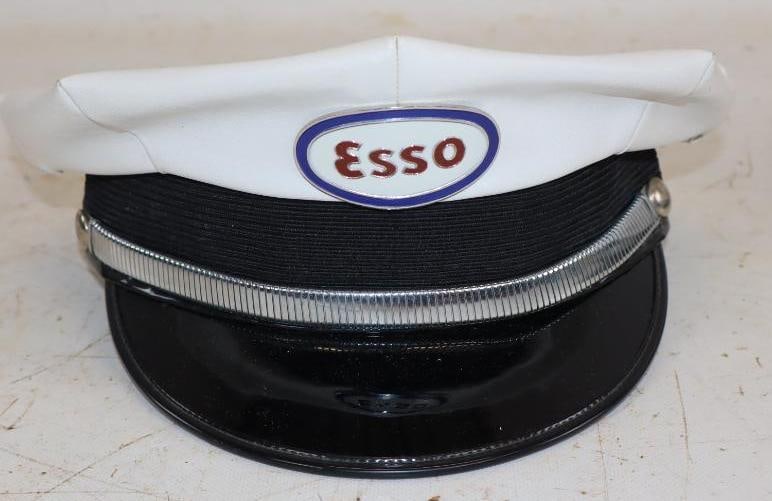 Esso Gas Station Attendant Hat With Cloisonne Hat Badge (1 of 3)