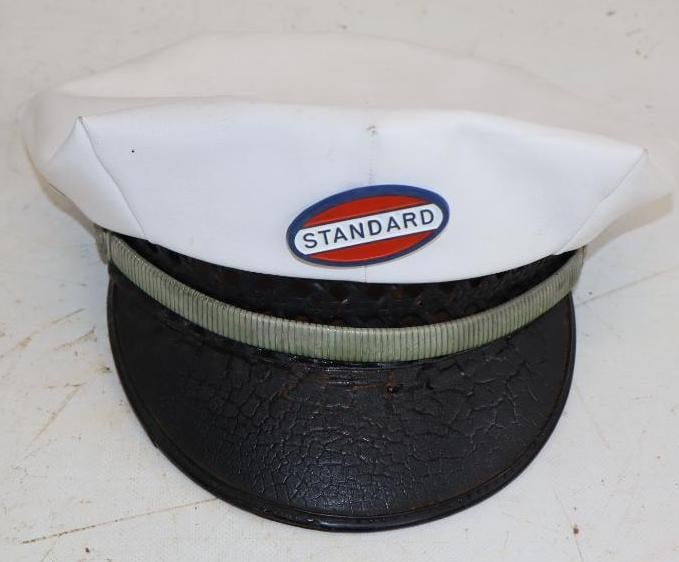 Standard Gas Station Attendant Hat With Plastic Hat Badge: 10x10x5.5