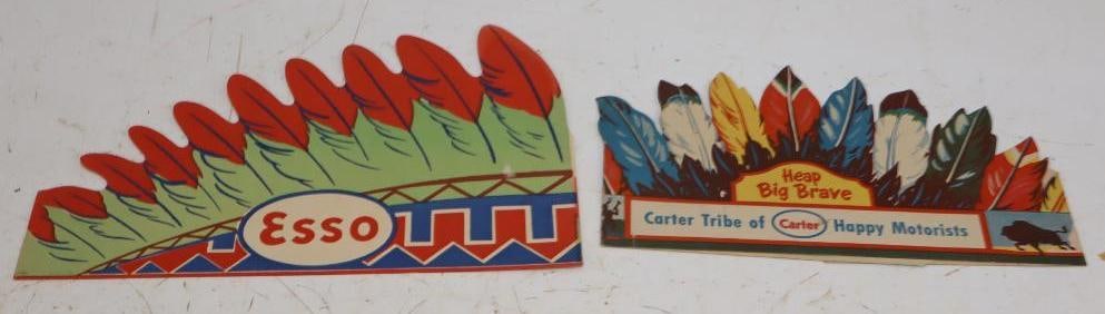 Group of 2 Esso & Carter Paper Feather Indian Head Dress Hats (1 of 4)