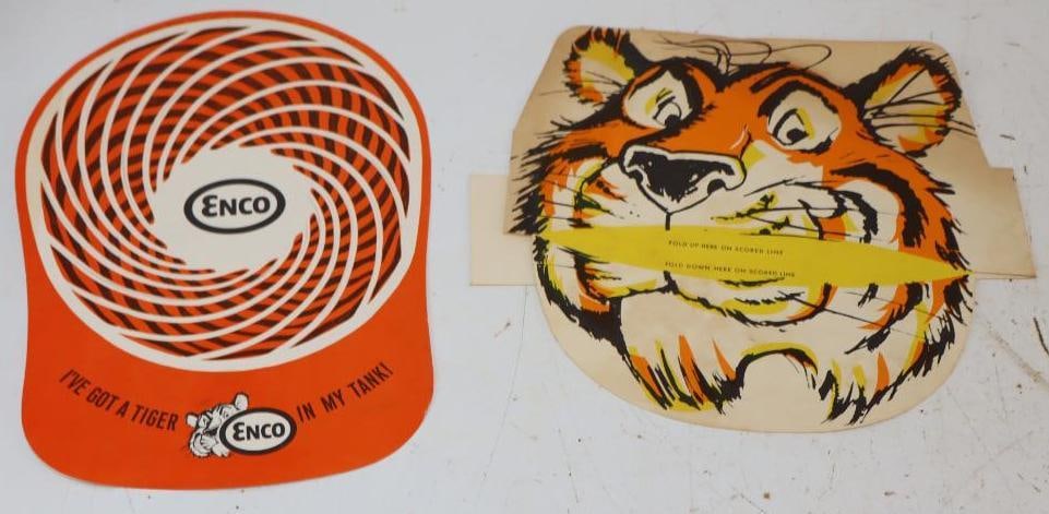 Group of 2 Enco Advertising Paper Hat Gas Station Giveaways: Largest is 10.5" x 10"