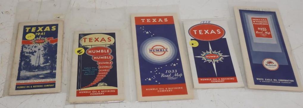 Group of 5 1930's & 40's Humble & Gargoil Gas Station Road Maps (1 of 5)